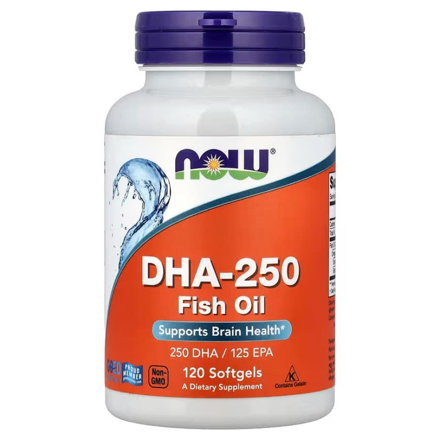 NOW Foods - DHA-250 - 120 weiche Kapseln – NOW Foods Verpackung