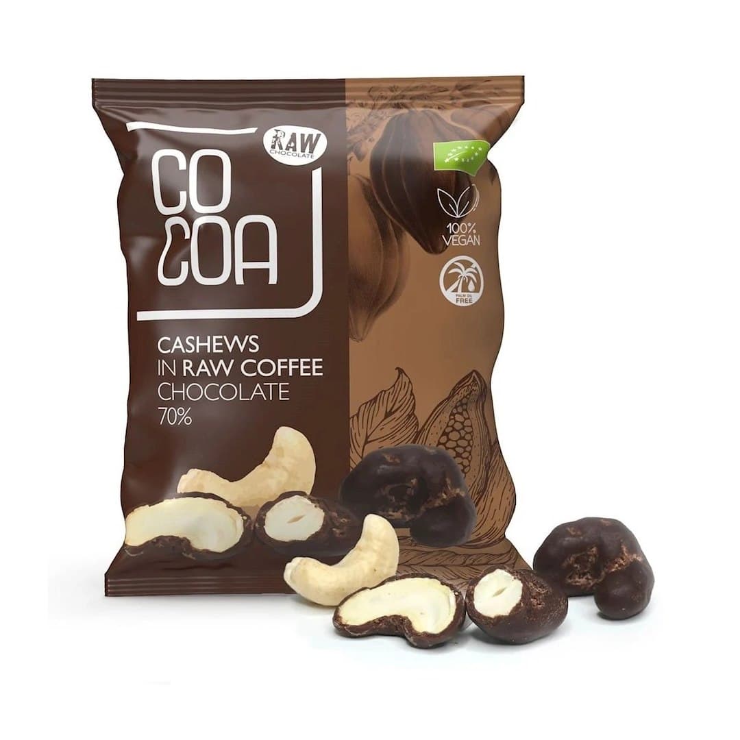 Raw Chocolate - Cocoa Cashews - 70g – Raw Chocolate förpackning