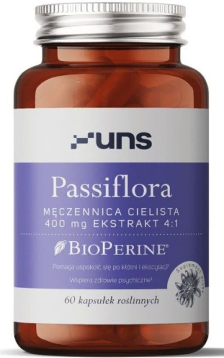 UNS Passiflora Męczennica Cielista + Bioperine 60 capsule vegane – UNS confezione