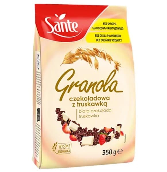 Sante Granola med vit choklad och jordgubbar 350g | San