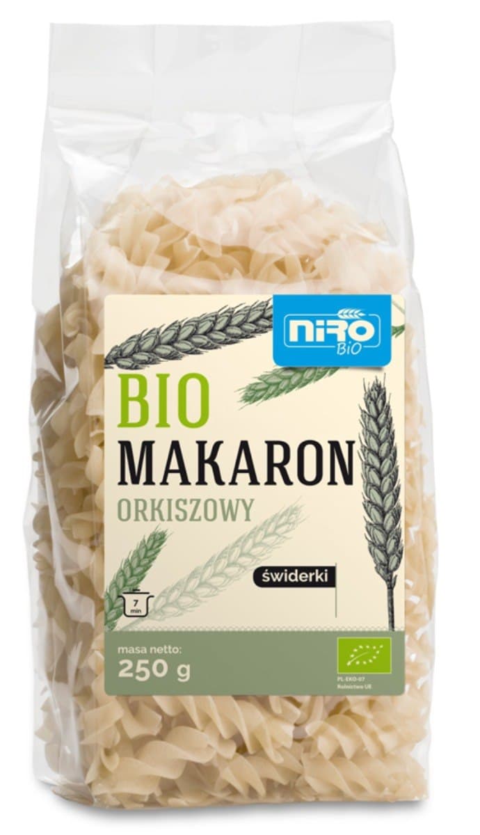 Niro Bio - Spelt Pasta - 250g – Niro Bio förpackning