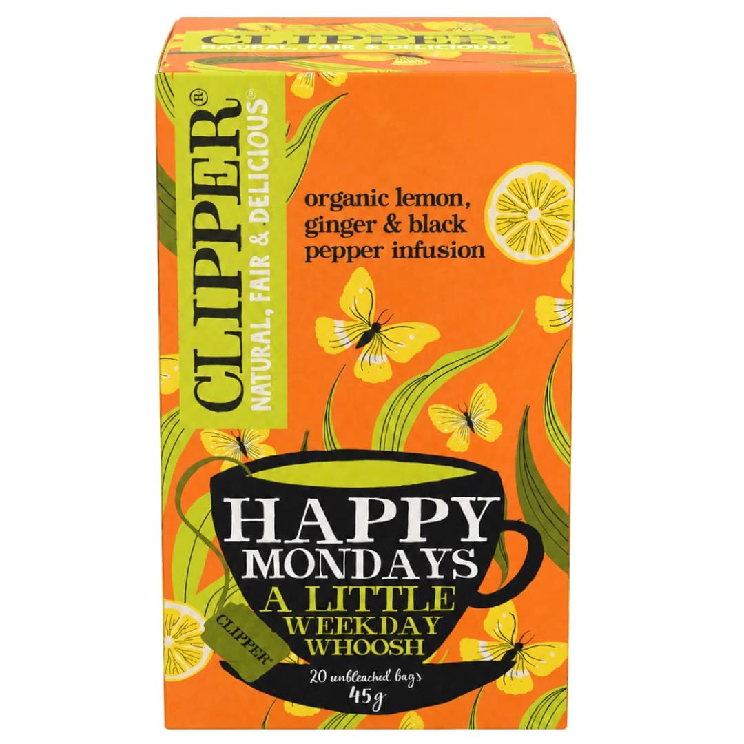 CLIPPER Tisane Happy Mondays citron gingembre poivre noir BIO 20 sachets – CLIPPER emballage