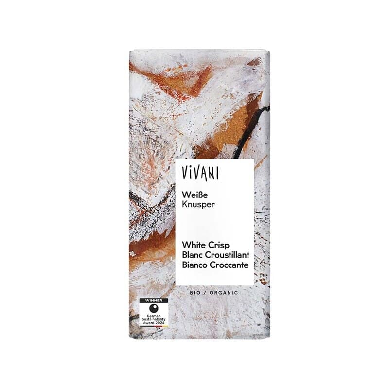 Vit Choklad Crisp 80g | Vivani – Vivani förpackning