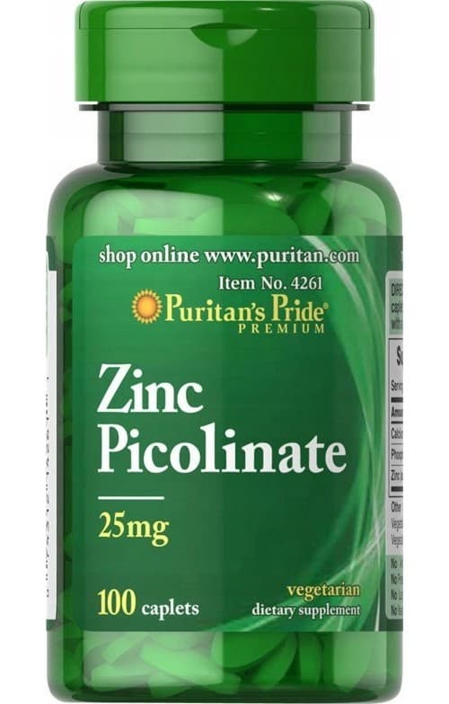 Puritan's Pride - Zinc Picolinate 25mg - 100 Tabs – Puritan's Pride förpackning