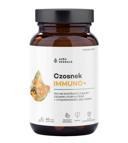 Aura Herbals Garlic Immuno+ 30 capsule - Confezione da 30 giorni – Aura Herbals packaging