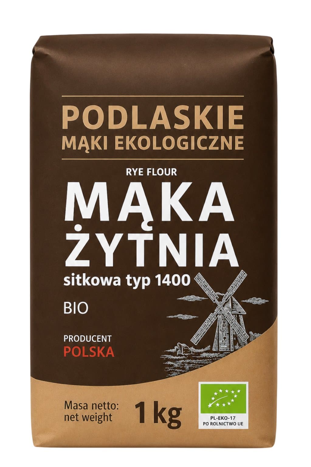 Podlaskie Mąki Ekologiczne Farina di segale biologica Tipo 1400 1kg – Podlaskie Mąki Ekologiczne confezione