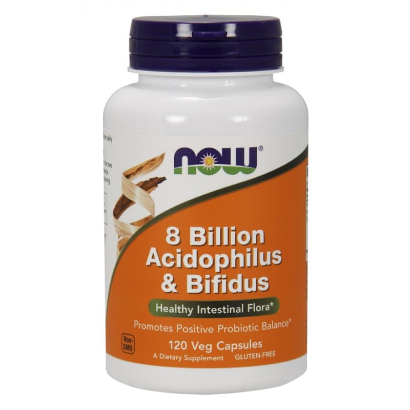 NOW Foods - 8 Billion Acidophilus & Bifidus - Miscela Probiotica - 120 capsule