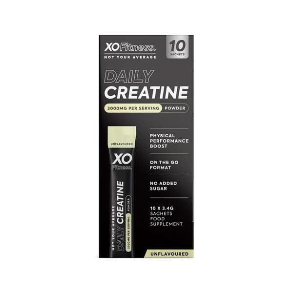 XO Fitness - Daily Creatine, Unflavoured - 10 x 3.4g – XO Fitness förpackning