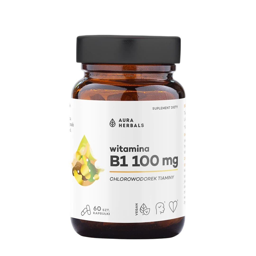 Aura Herbals - Witamina B1 100mg kapsułki – Aura Herbals opakowanie