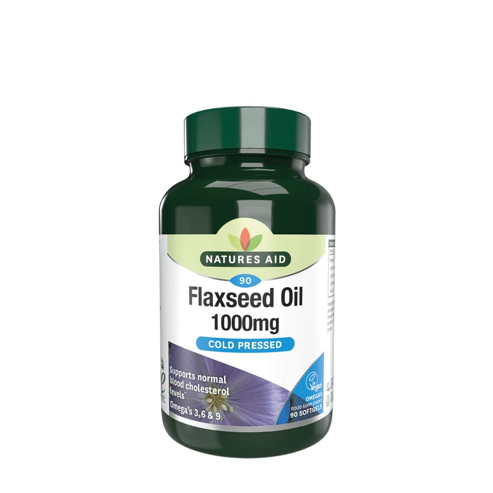 Natures Aid Flaxseed Oil 1000mg - Capsules végétariennes – Natures Aid emballage