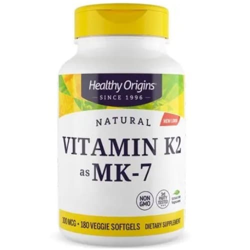 Healthy Origins Vitamin K2 Mk7 100 mcg – 180 cápsulas vegetarianas – Healthy Origins empaque
