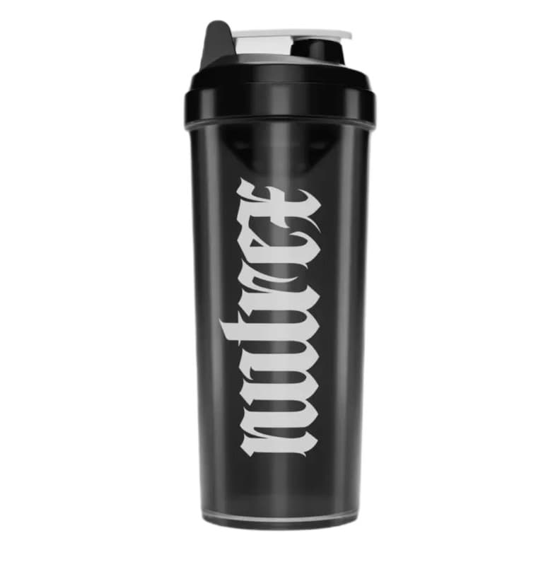 Nutrex - Vaso mezclador con logotipo gótico - Negro con tapa blanca, 700 ml