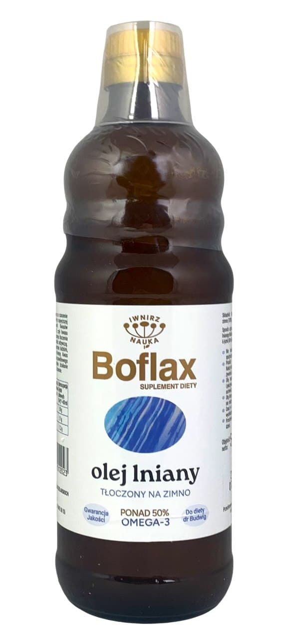 Iwnirz Nauka Boflax Olej Lniany 500ml – Iwnirz Nauka packaging
