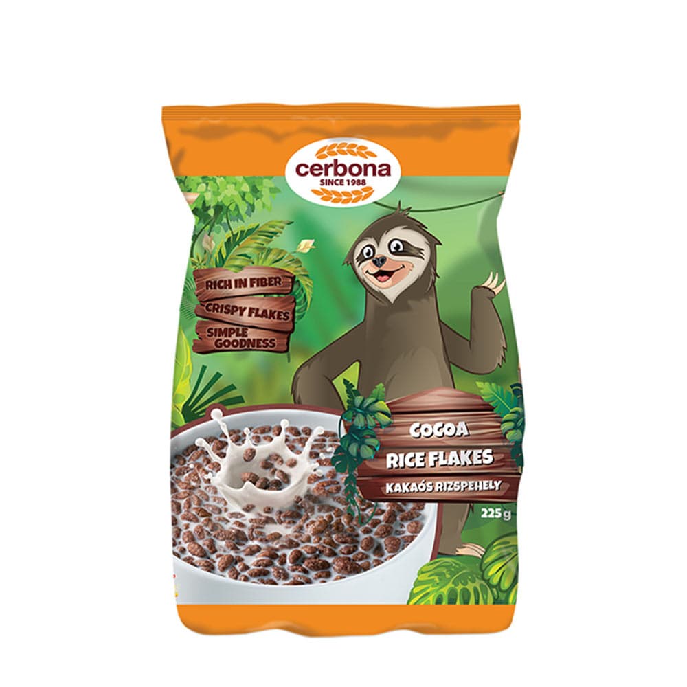 Cerbona - Cocoa Rice Flakes - 225g – Cerbona packaging