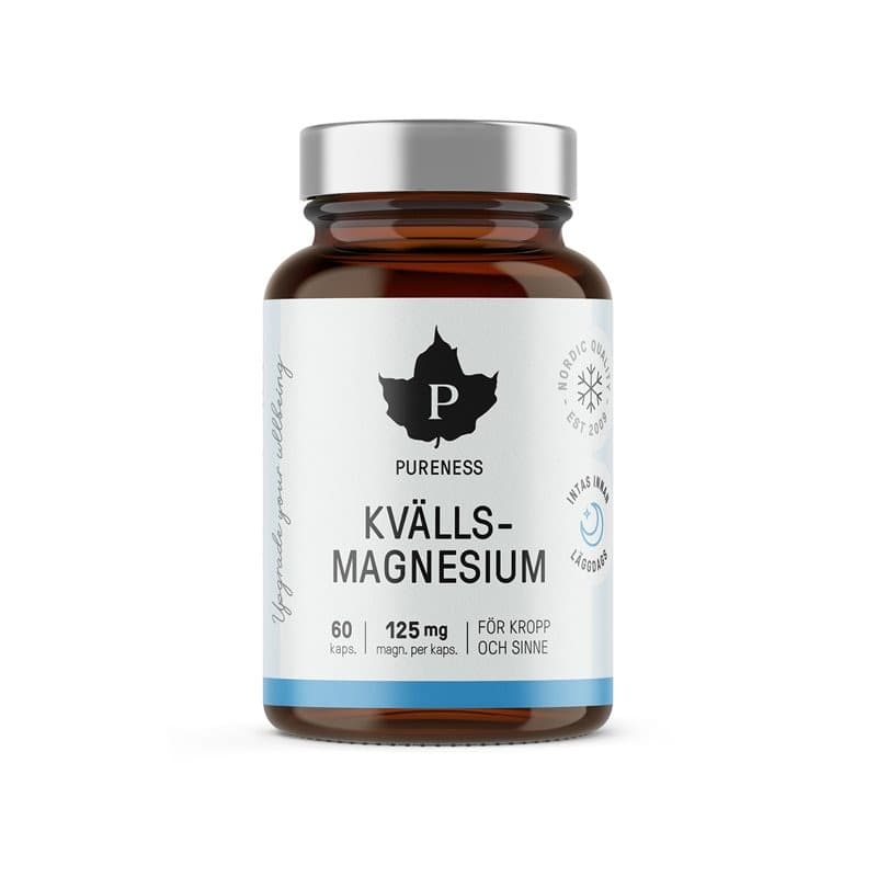 Kvällsmagnesium 60 cápsulas – Pureness empaque