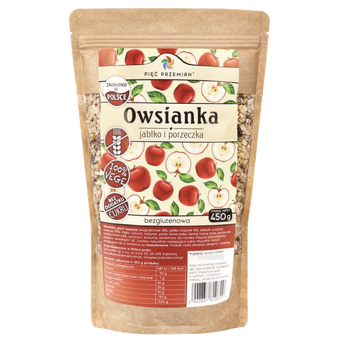 Pięć Przemian - Havregrynspulver - 450g – Pięć Przemian förpackning