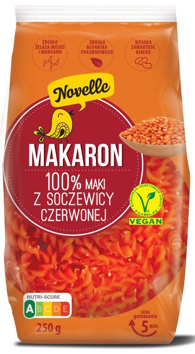 Novelle - Red Lentil Pasta - 250g – Novelle förpackning