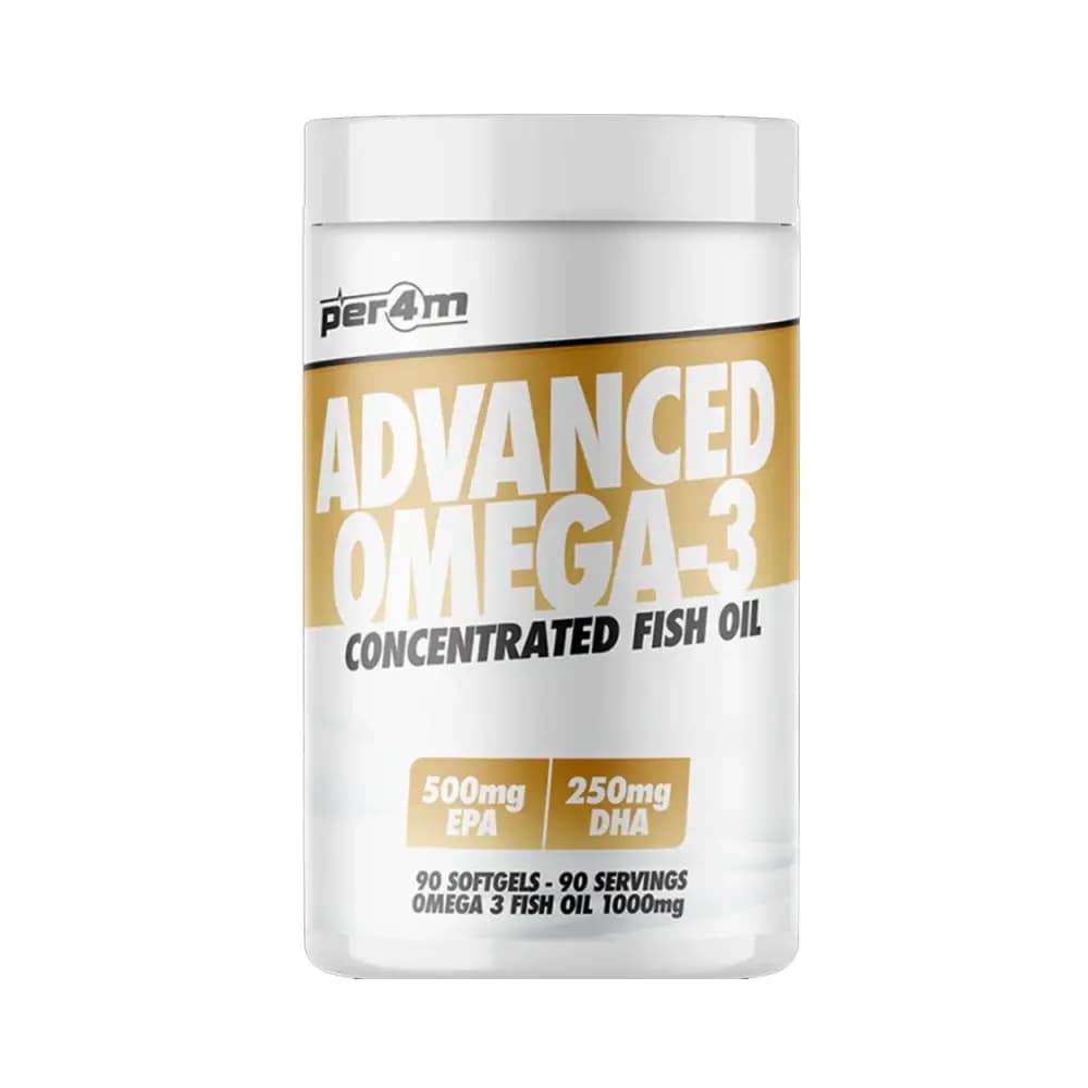Per4M Advanced Omega-3 Concentrated Fish Oil 90 kapsułek żelowych – Per4m opakowanie