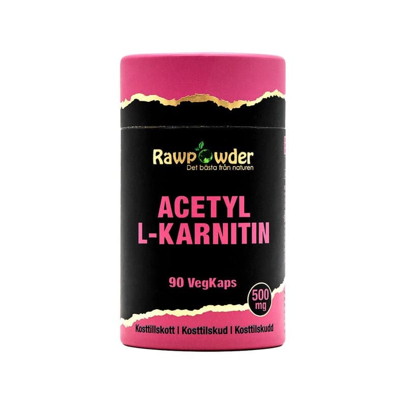Acetyl L-Karnitin 500mg 90 kapslar | Rawpowder – Rawpowder förpackning