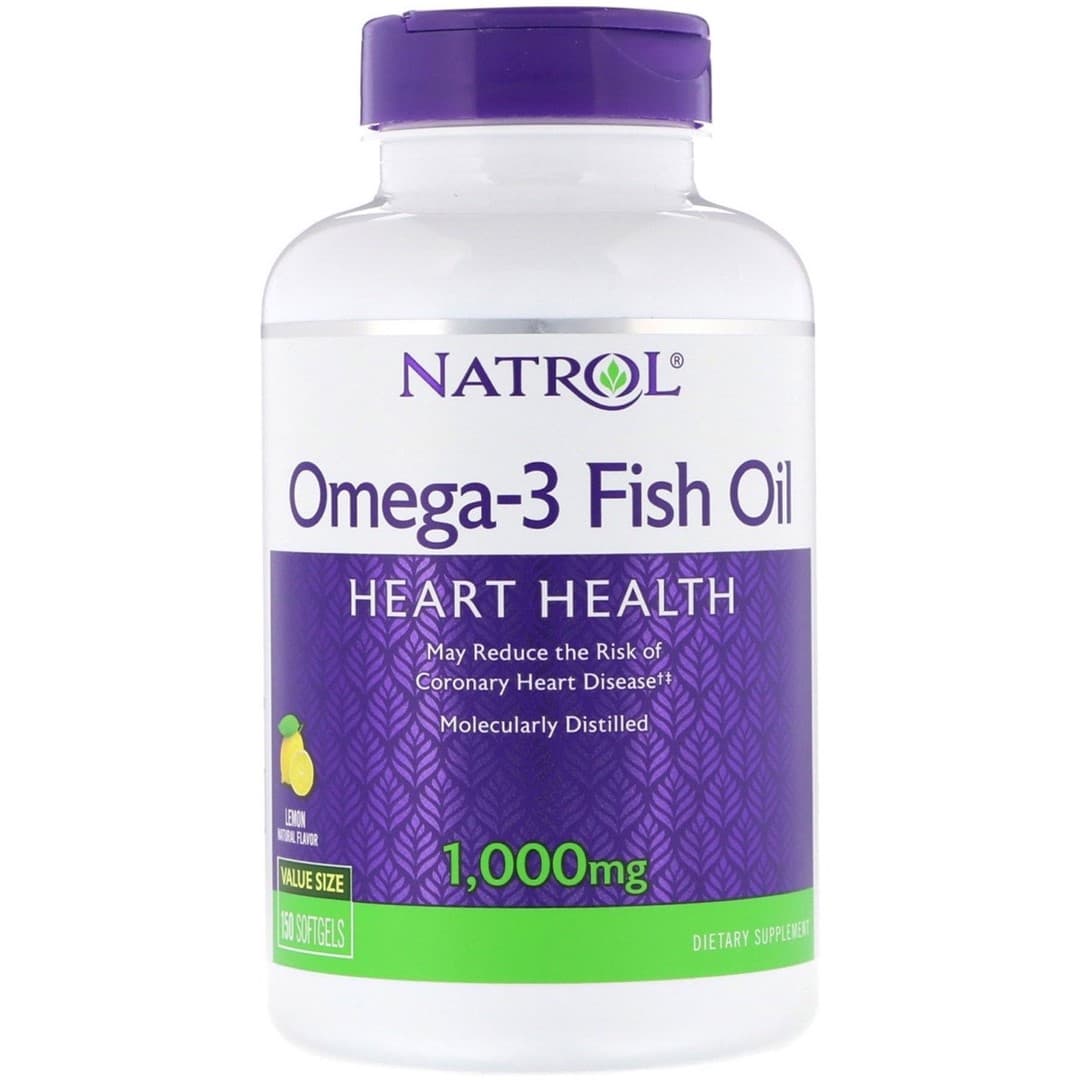 "Natrol Omega-3 Fish Oil DHA EPA 1000 mg 150 kapsułek" – Natrol opakowanie