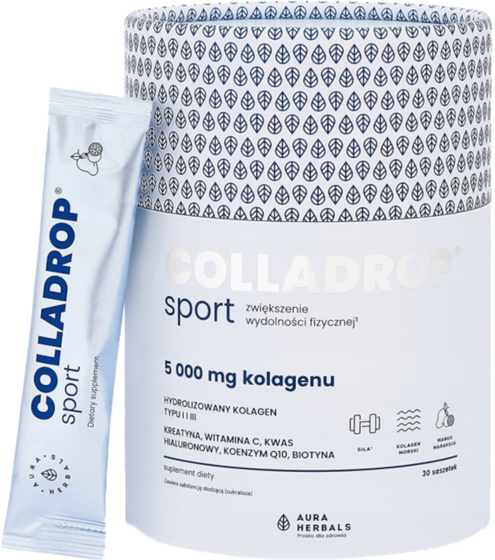 Aura Herbals - Colladrop Sport (Colágeno Marinho - 20 Sachês) – Aura Herbals packaging