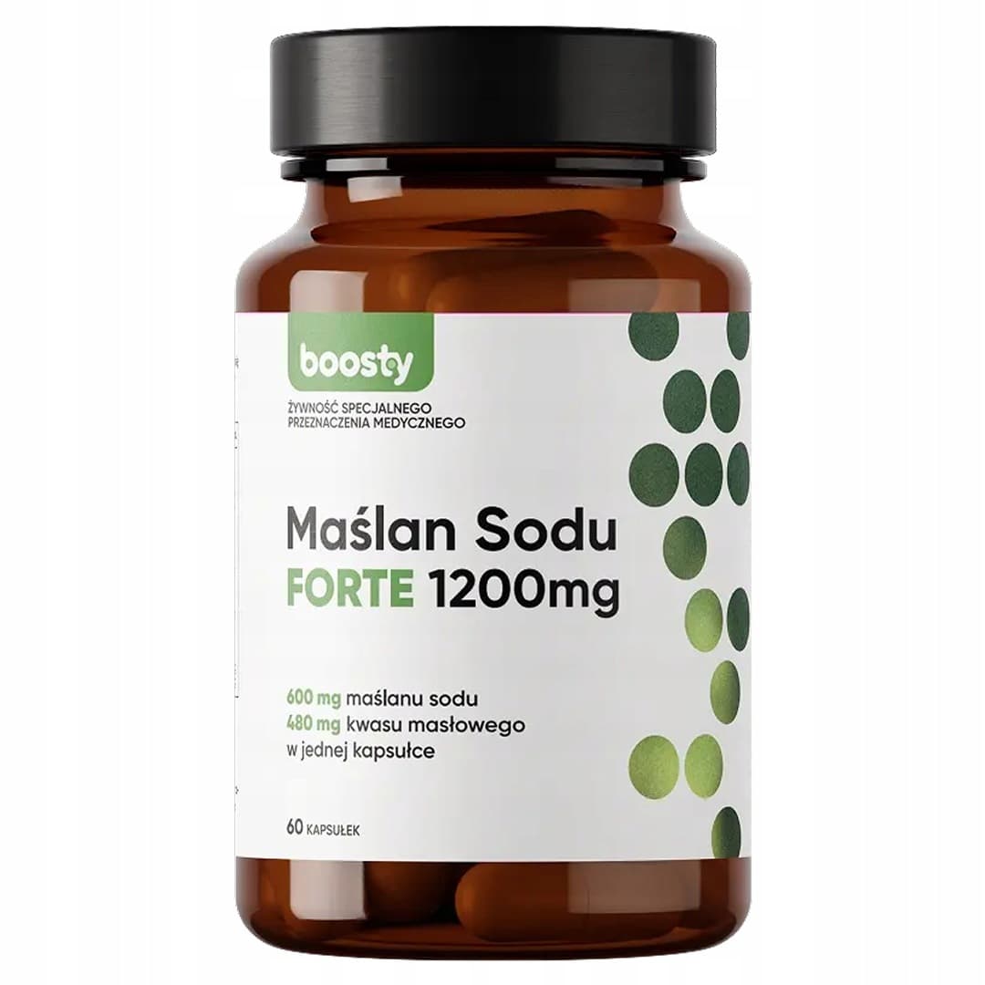 Boostyfoods - Natriumbutyrat Forte - 1200 mg, 60 kapsler – emballage