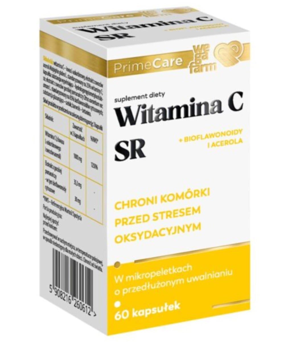 WegaFarm Vitamina C SR+ bioflavonoides e acerola 60 cápsulas – WegaFarm embalagem