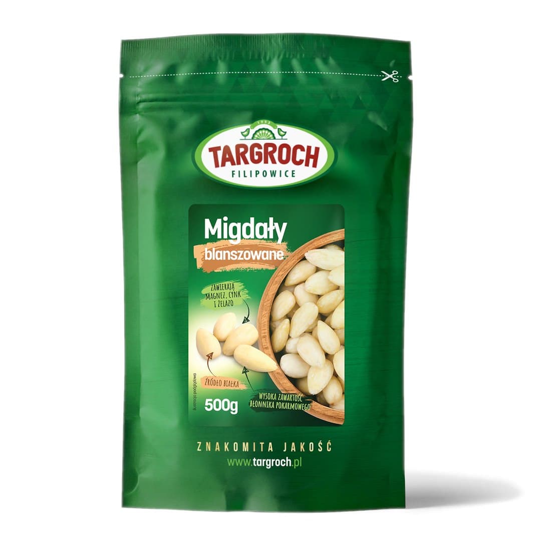 Targroch - Blanched Almonds - 500g – Targroch förpackning