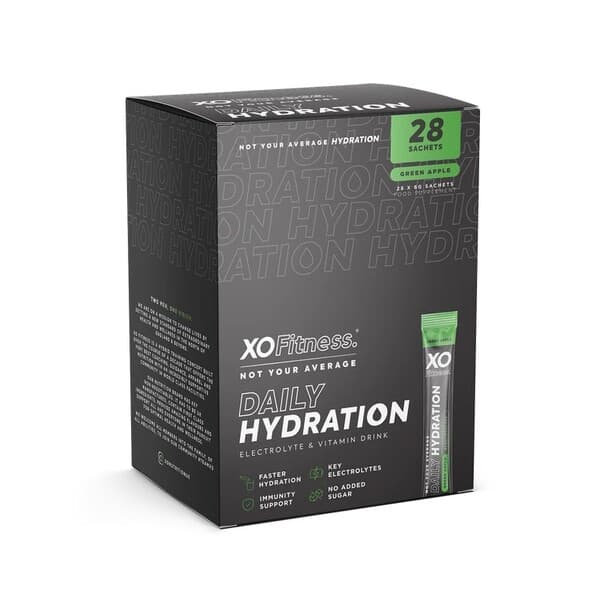 XO Fitness - Daily Hydration, Green Apple - 28 x 6g – XO Fitness förpackning