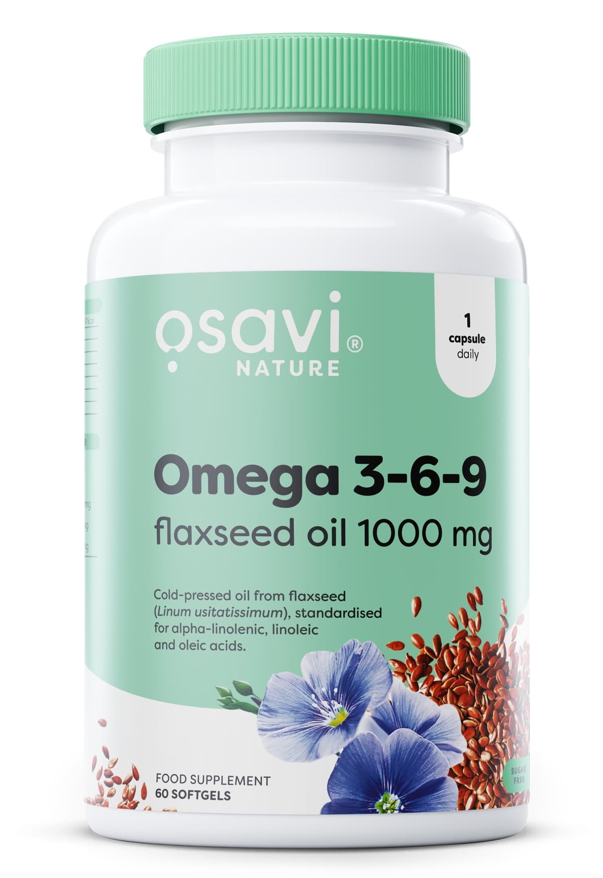 Omega 3-6-9 Flaxseed Oil 1000mg - 60 Softgels | Osavi Advanced – Osavi förpackning