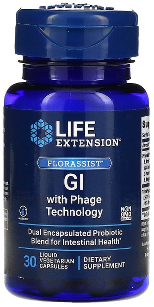 Life Extension Florassist GI with Phage Technology 15 Billion CFU, Capsules – Life Extension packaging