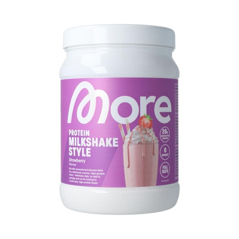 More - Protéine - Façon milk-shake à la fraise, 360 g – More emballage