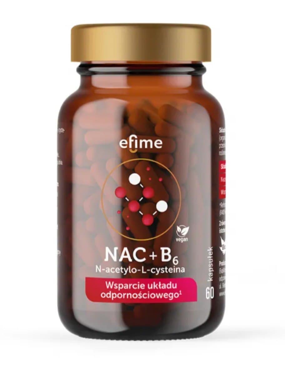 EkaMedica Efime NAC N-acetil-L-cisteína y vitamina B6 60 cápsulas – Efime packaging