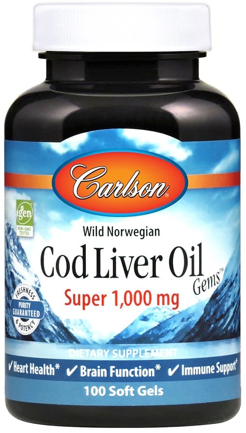 Carlson Labs Wild Norwegian Cod Liver Oil Gems – Carlson Labs förpackning