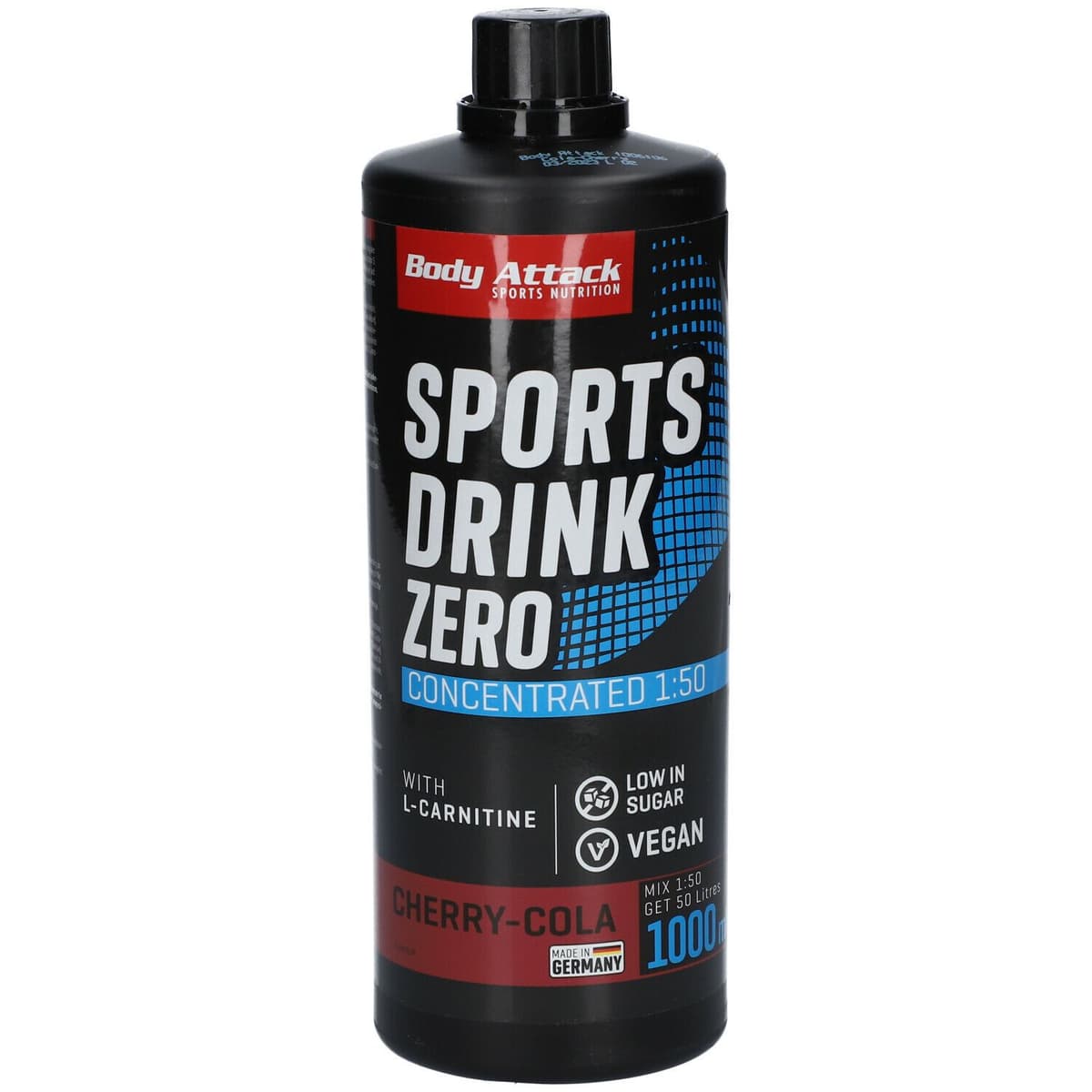 Body Attack - Sportgetränk ohne Zucker - Cola-Kirsche, 1000 ml – Body Attack Verpackung