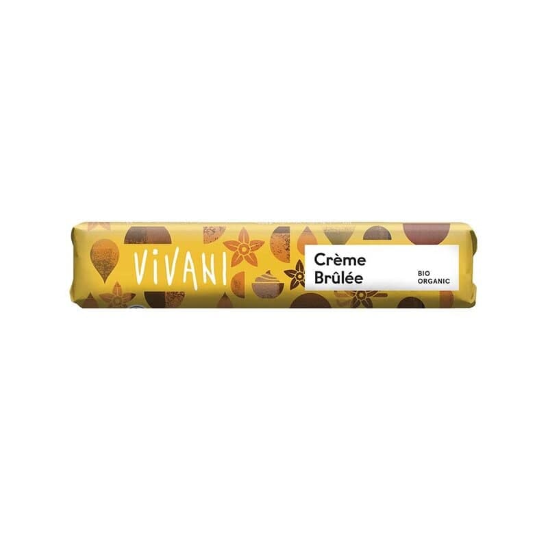 Hellweiße Schokoladen Crème Brulée 40g – Vivani Verpackung