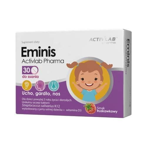 Activlab Eminis ore gorge nez 30 pastilles au goût de fraise – Activlab packaging