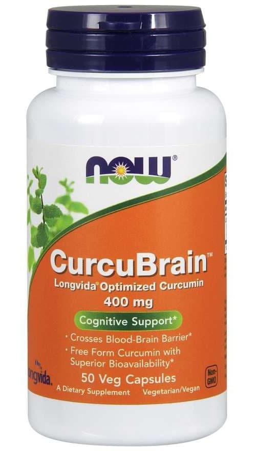 NOW Foods CurcuBrain 400 mg - 50 Vcaps – NOW Foods förpackning