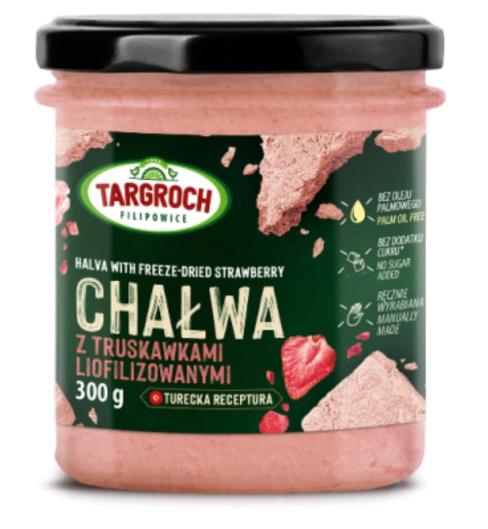 Targroch - Halva with Freeze-Dried Strawberry - 300g – Targroch förpackning