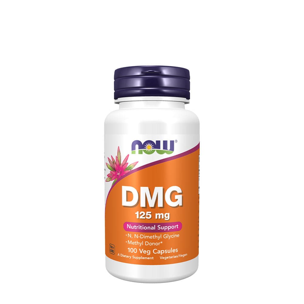 NOW Foods DMG 125 mg - 100 vegetariska kapslar – NOW Foods förpackning