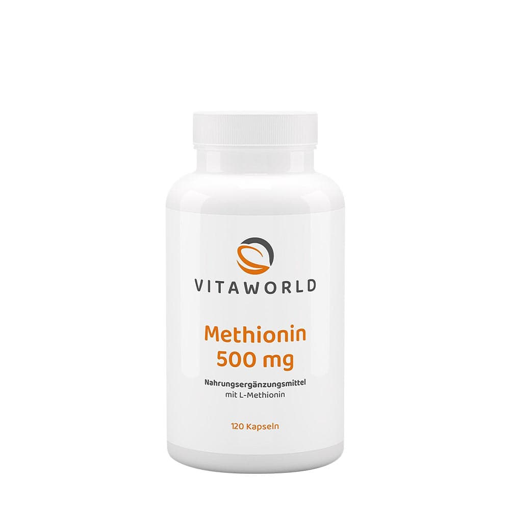 Vitaworld Methionine 1000 mg - 120 vegetarische Kapseln – Vitaworld Verpackung