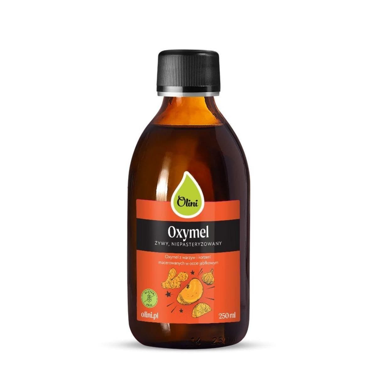 Olini Oxymel – vinagre de maçã com vegetais e ervas 250 ml – olini packaging