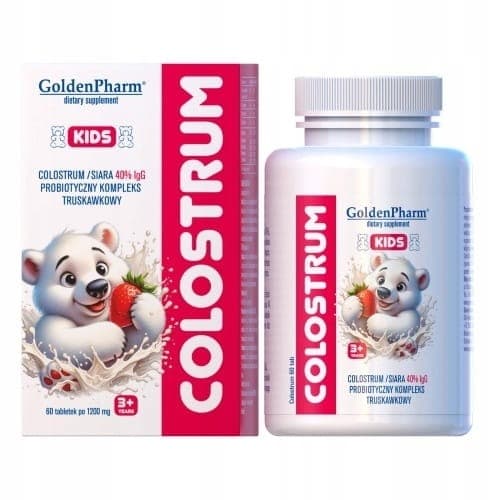 Golden Pharm - Colostrum Kids 40% Igg Complex Probiótico - 60 comprimidos 1200mg – Golden Pharm embalagem
