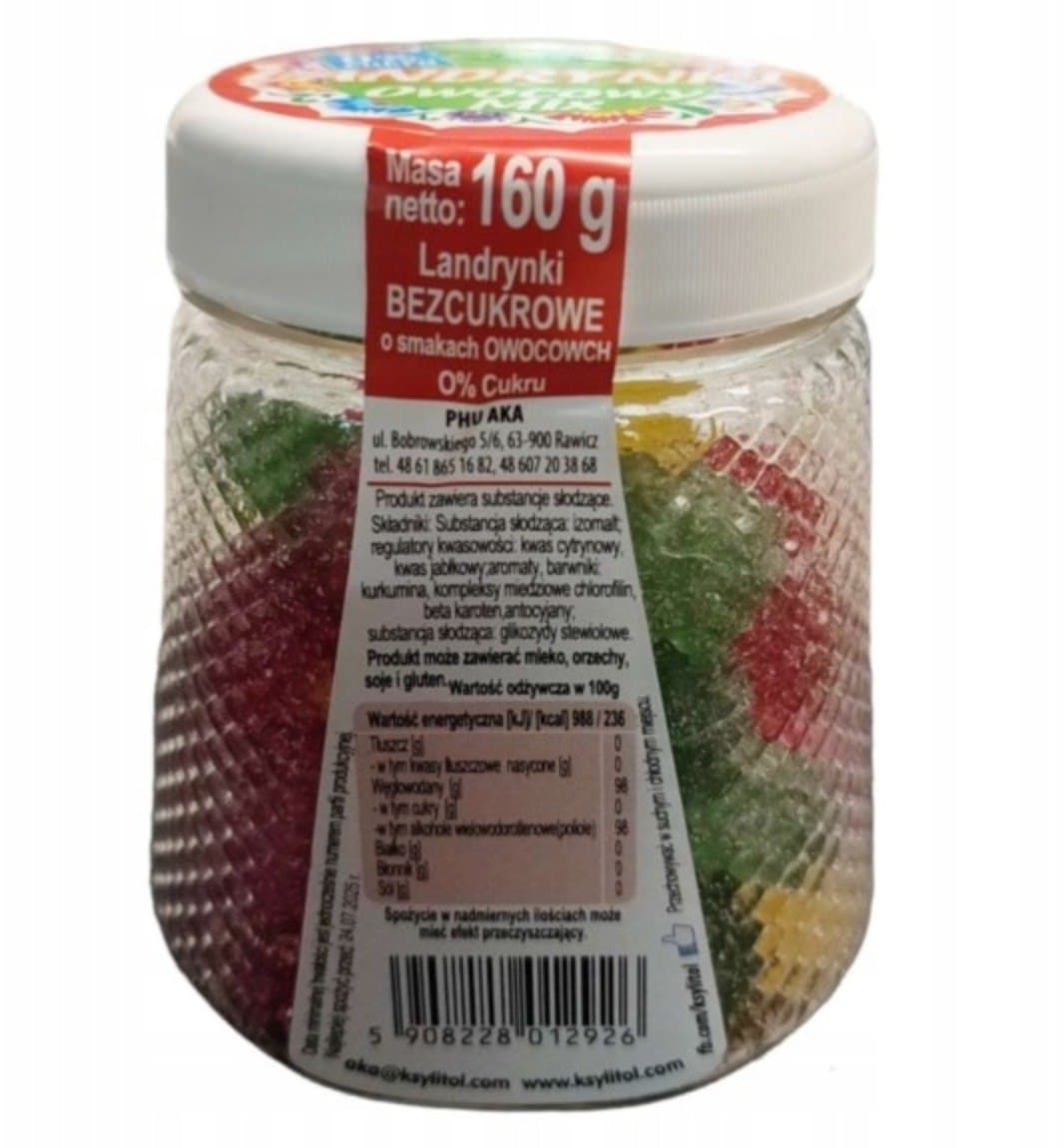 Landrynki - Fruit Mix Hard Candies med Stevia, uten tilsatt sukker 160g – Landrynki packaging