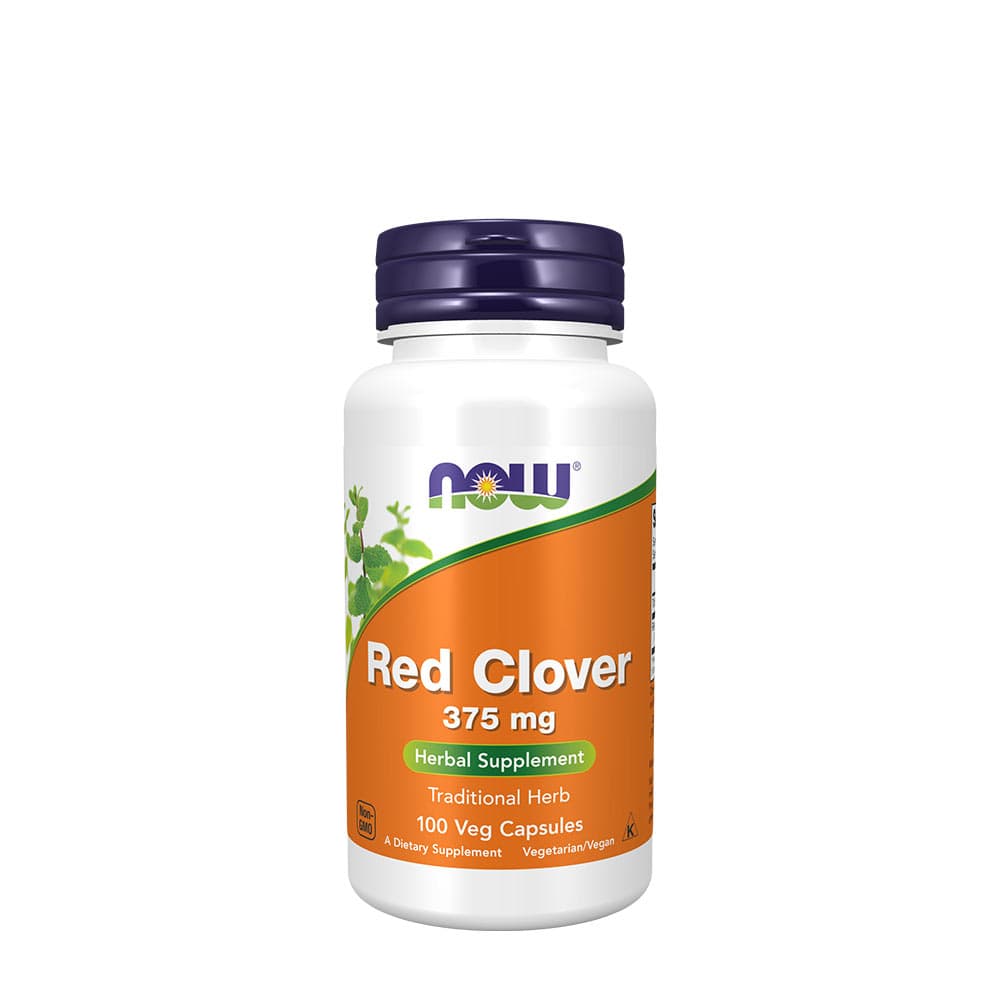 NOW Foods Red Clover 375mg - 100 vegetabiliska kapslar – NOW Foods förpackning