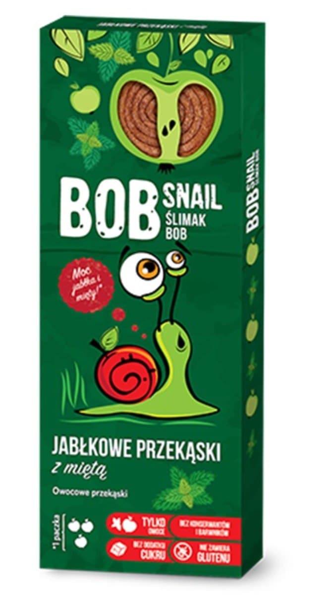 B.O.B - Snail Apple Mint Snacks - 30g – B.O.B förpackning