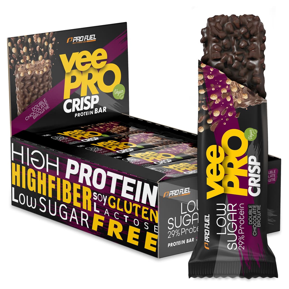 PRO FUEL - veePRO CRISP Proteinriegel - 12 Riegel – PRO FUEL Verpackung