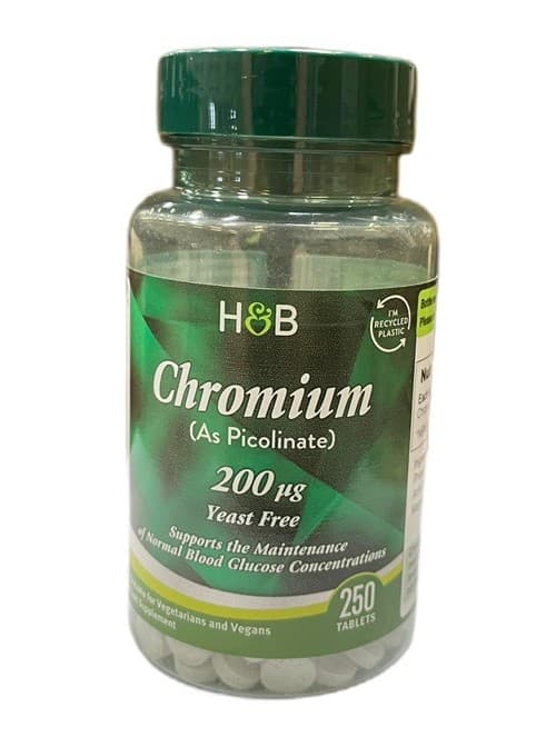Holland & Barrett Chromium Picolinate 200mcg – 250 comprimés – Holland & Barrett emballage