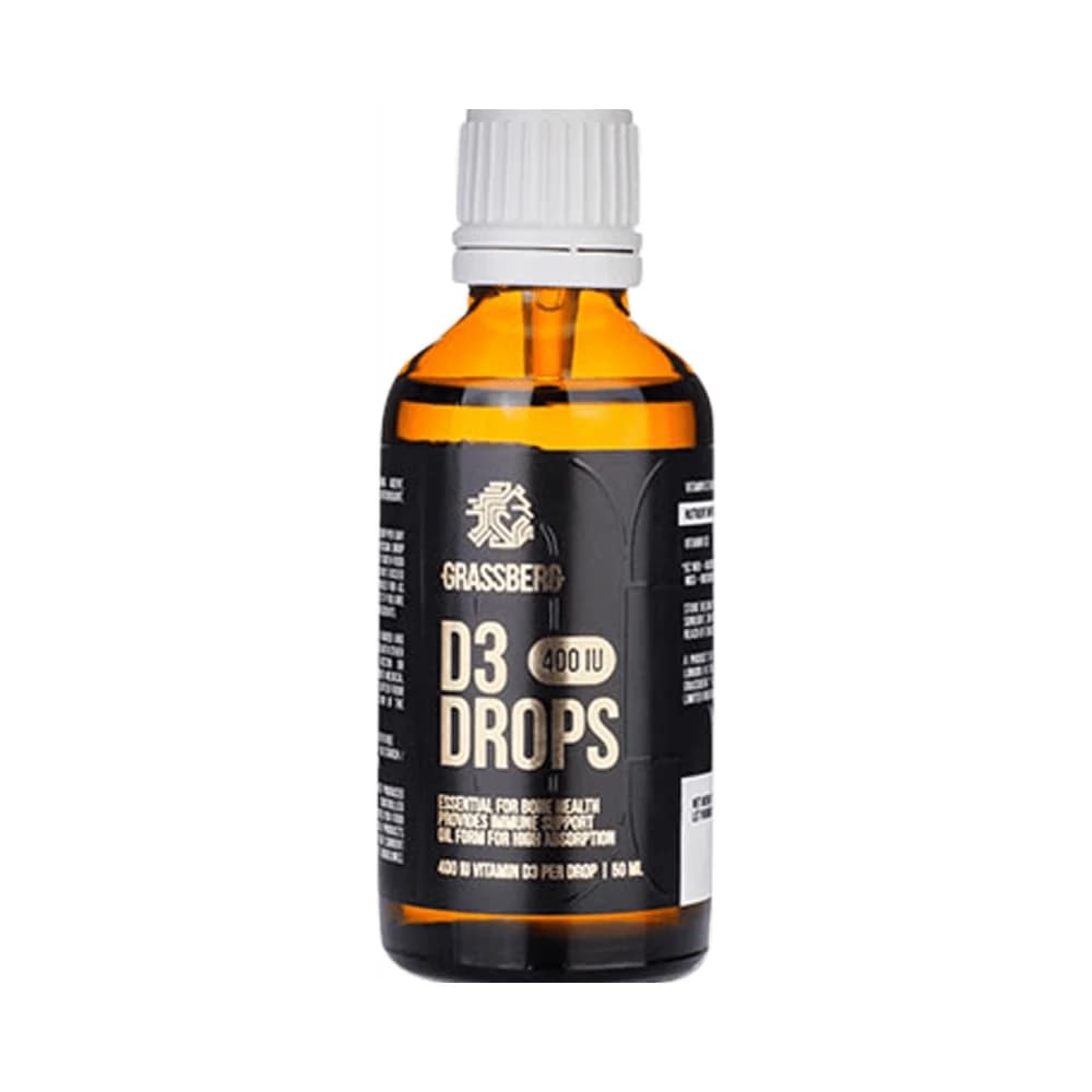 Grassberg Vitamin D3 400IU Krople – Bezsmakowy suplement witaminy D – Grassberg opakowanie