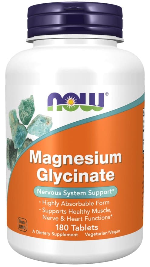 NOW Foods - Magnesiumglycinat - 180 tabletter – NOW Foods förpackning